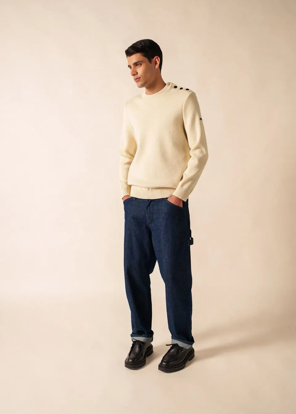 Saint James Cancale pull marin écru laine