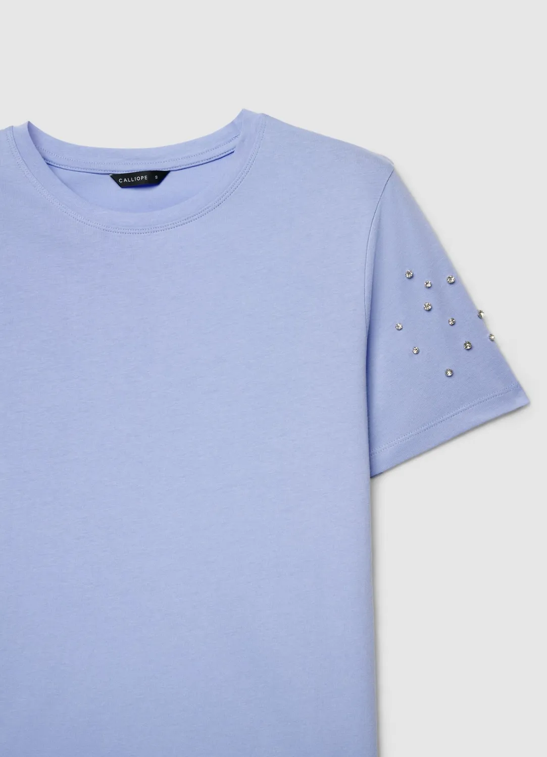 Calliope T-shirt manches strass femme uni col rond