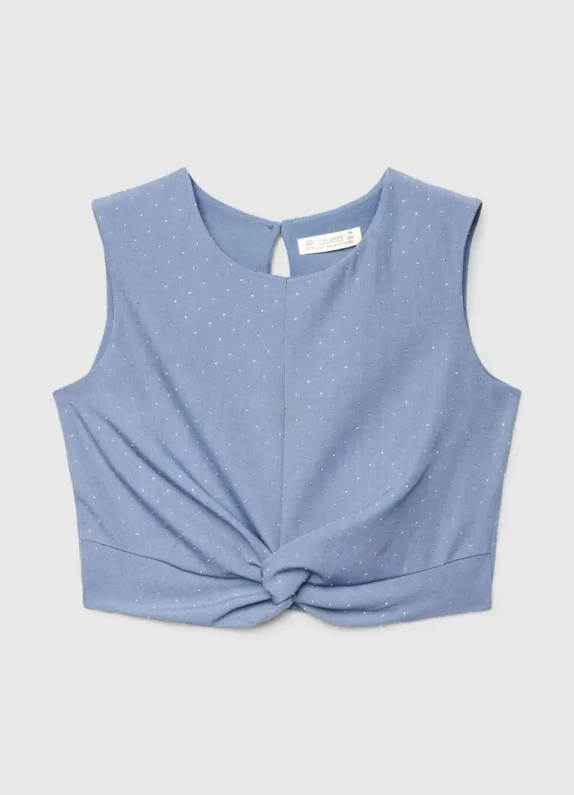 Calliope top pois nœud devant sans manches fille