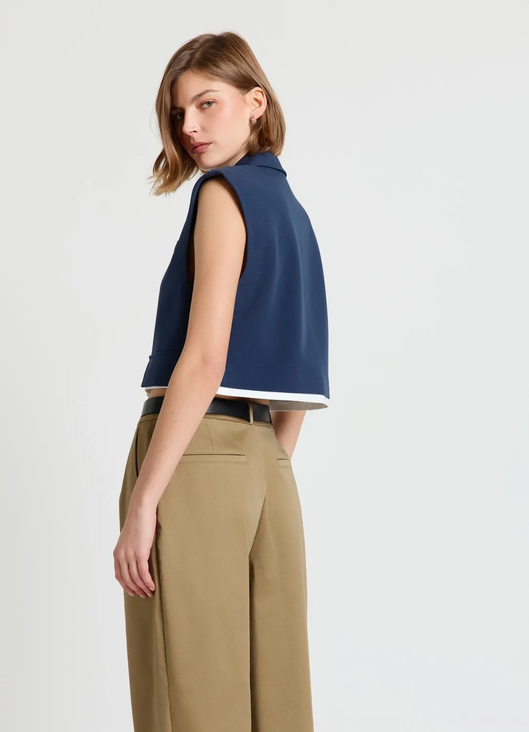 Calliope gilet court revers gilet femme bouton