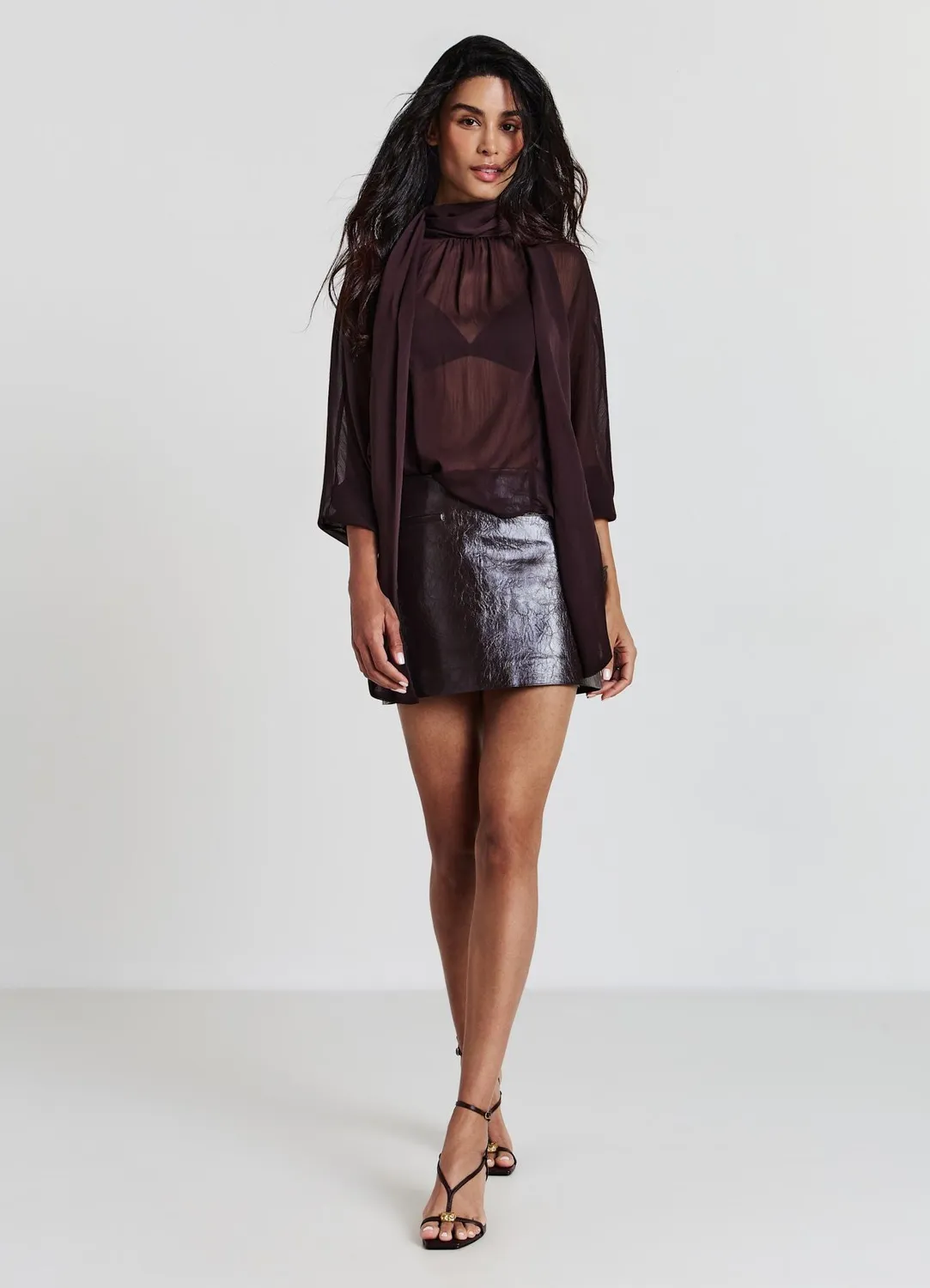 Calliope minijupe effet cuir verni femme