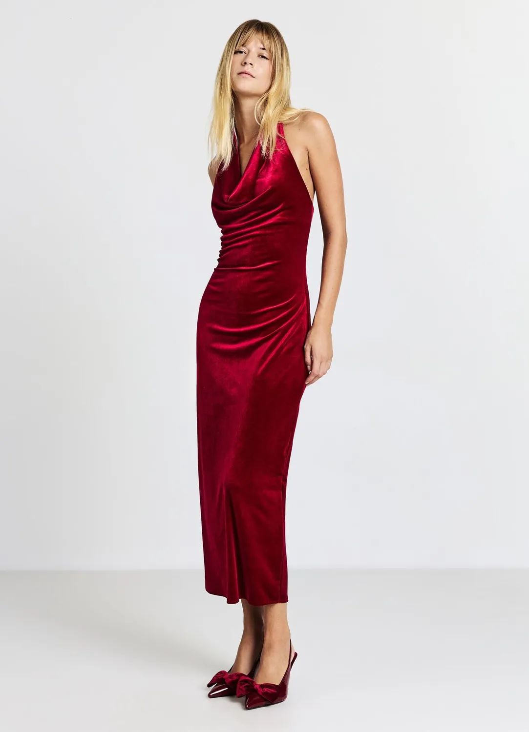 Calliope robe longue chenille femme col drapé