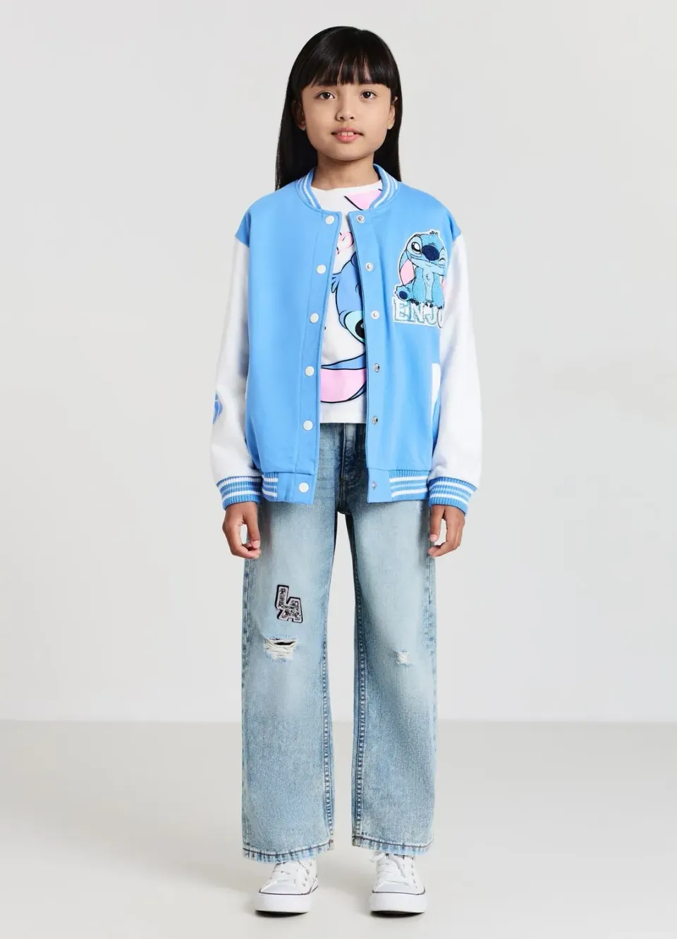 Calliope Bomber college Stitch veste fille bleu