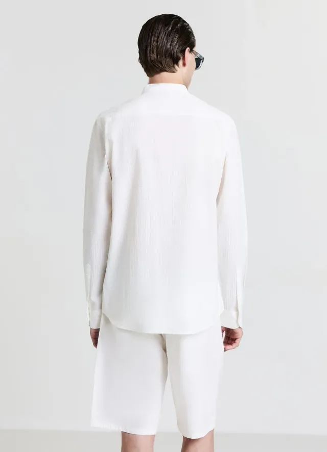 Calliope chemise homme coton col coréen coupe droite