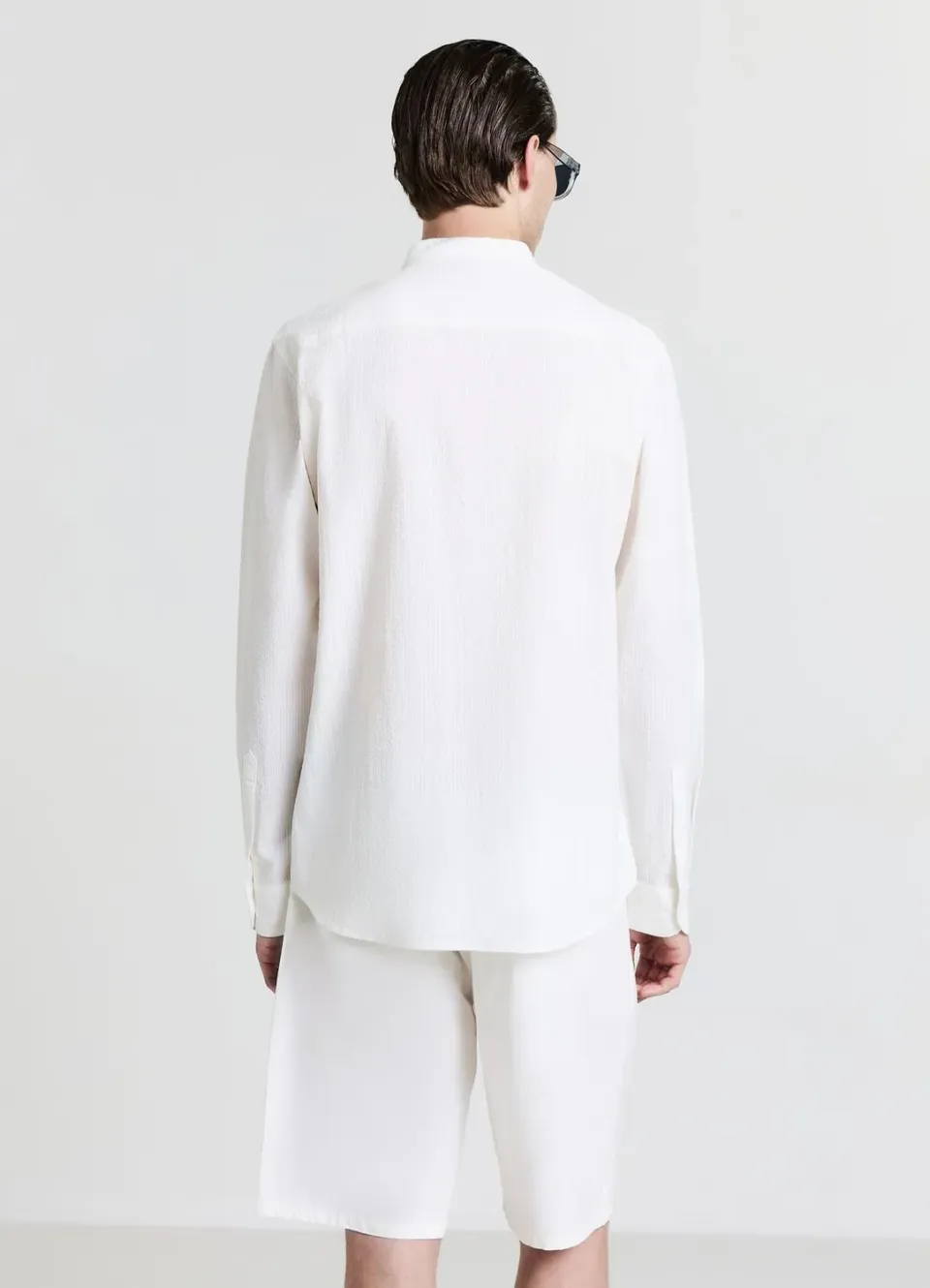 Calliope chemise homme coton col coréen coupe droite