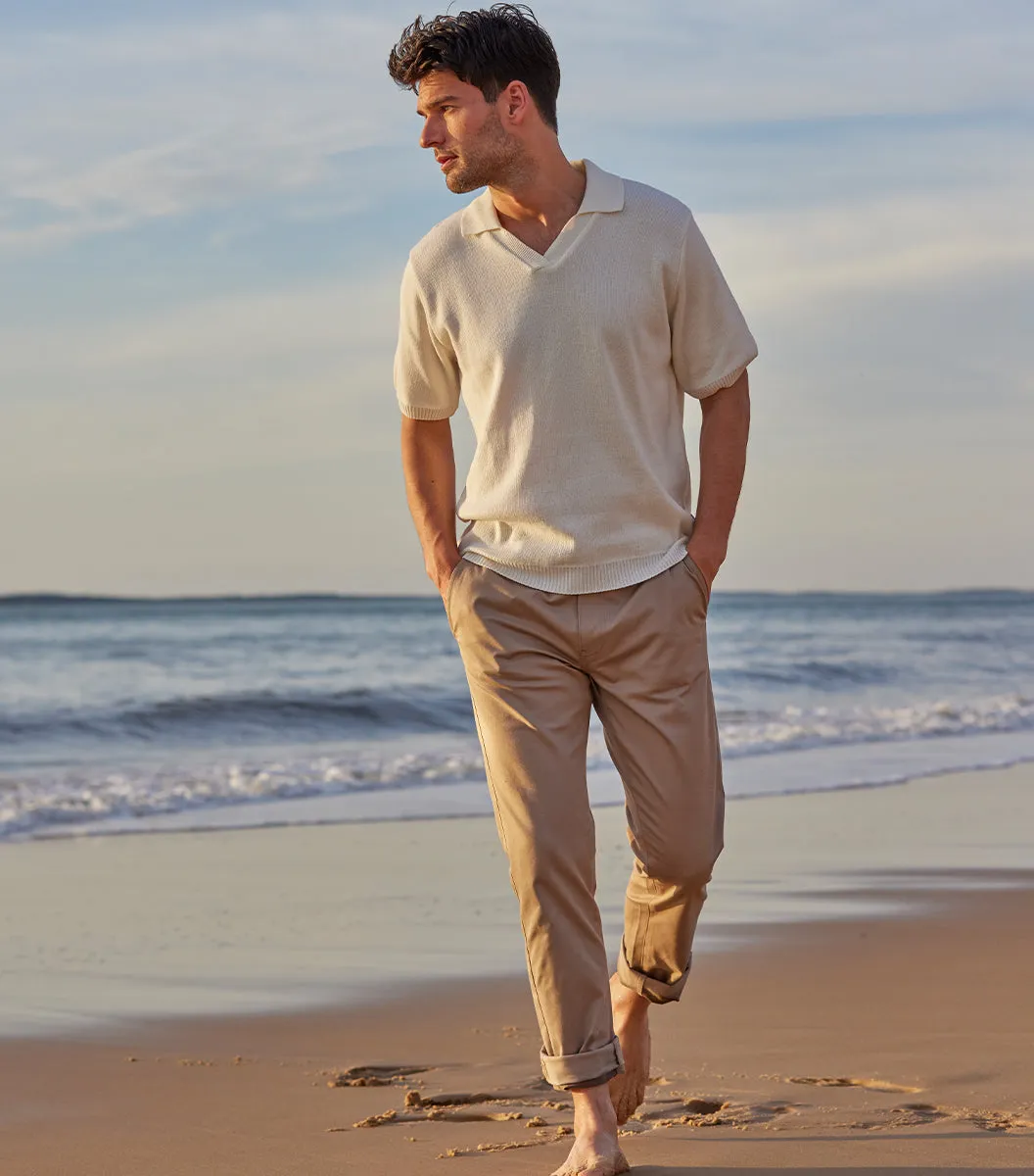 Cocorico pantalon chino homme beige semi-slim coton