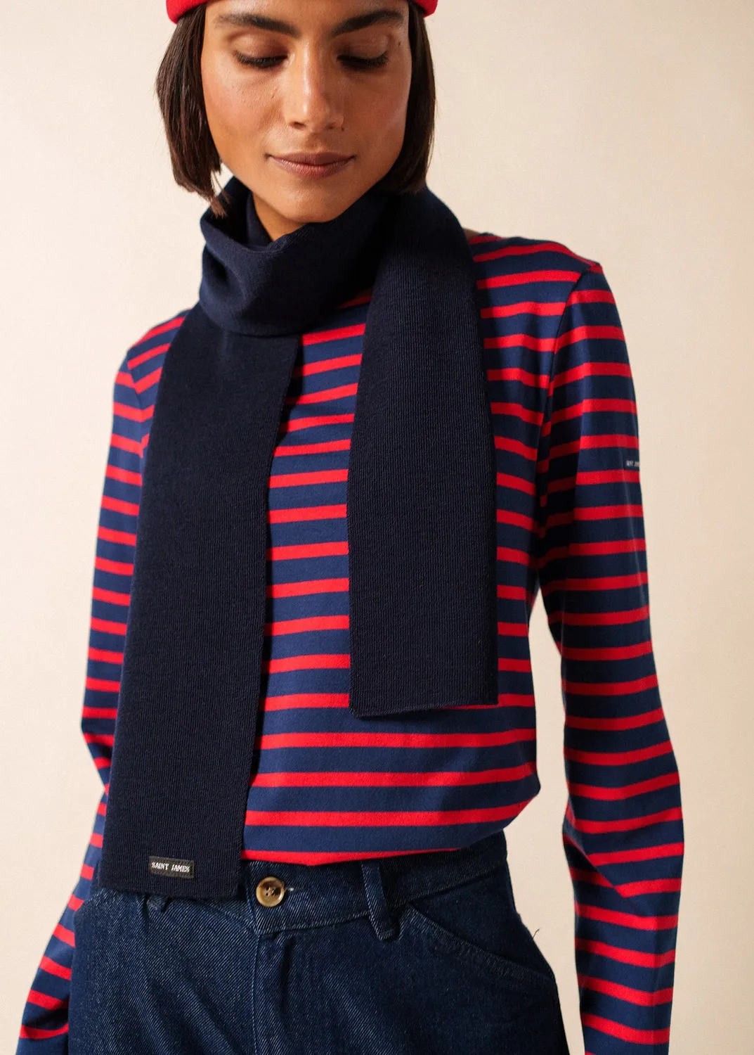Saint James Scarf écharpe marine 100% laine adulte