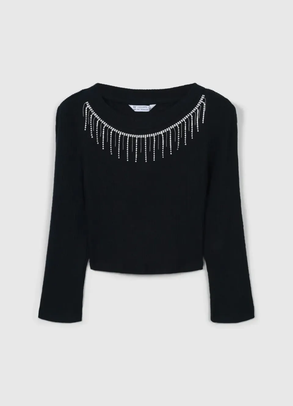 Calliope maille fille col bijou manches longues unie
