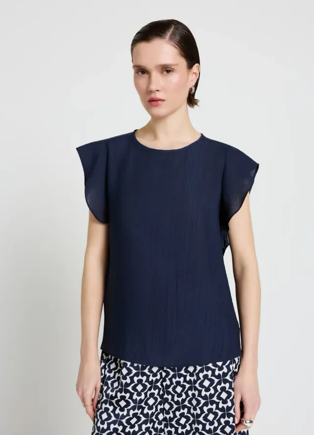 Calliope blouse unie manches volants col rond