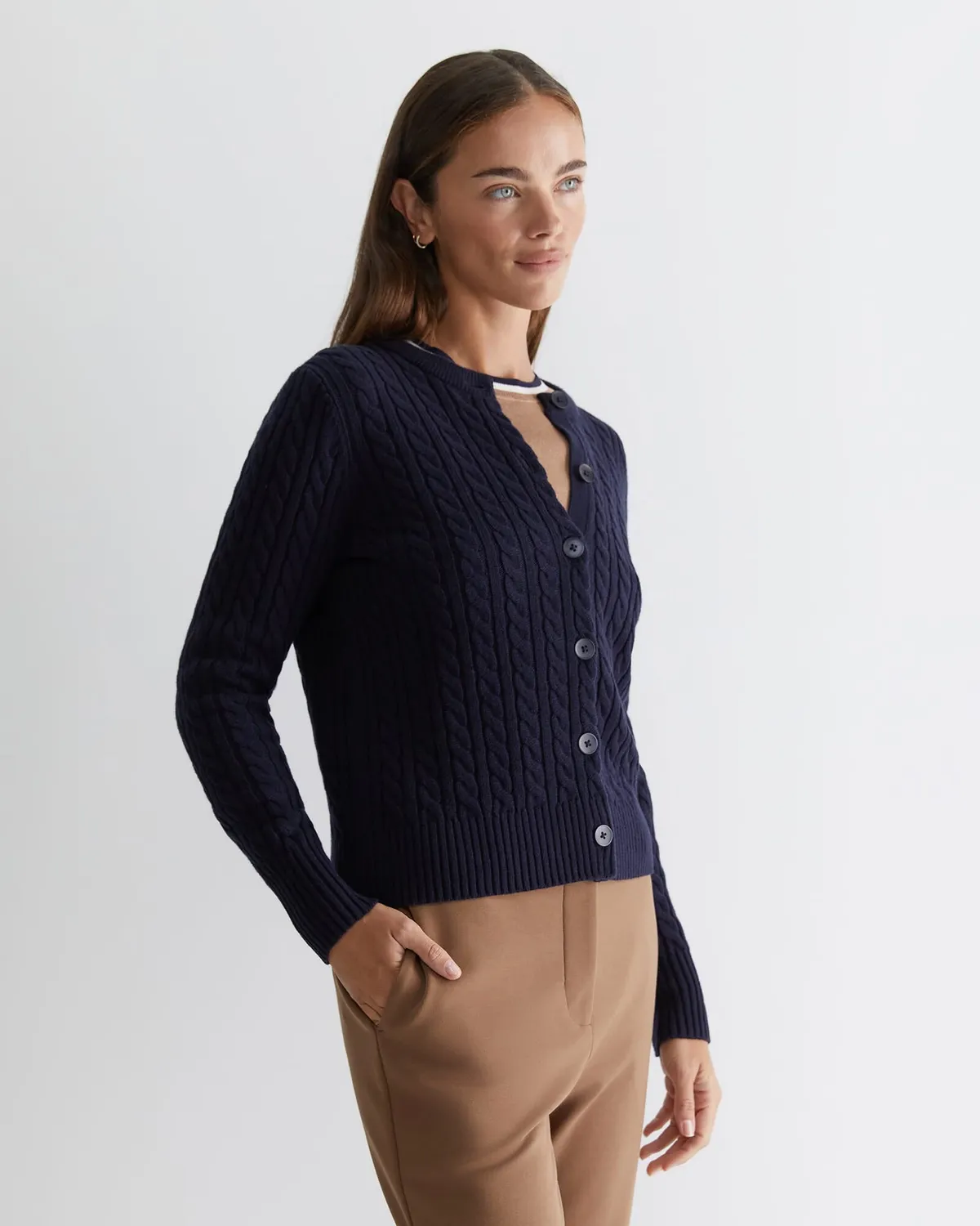 Sportscraft Cable Merino cardigan coton femme torsades