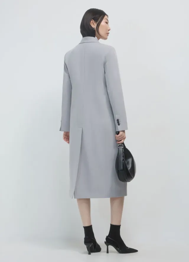 Calliope Manteau long chiné femme double boutonnage