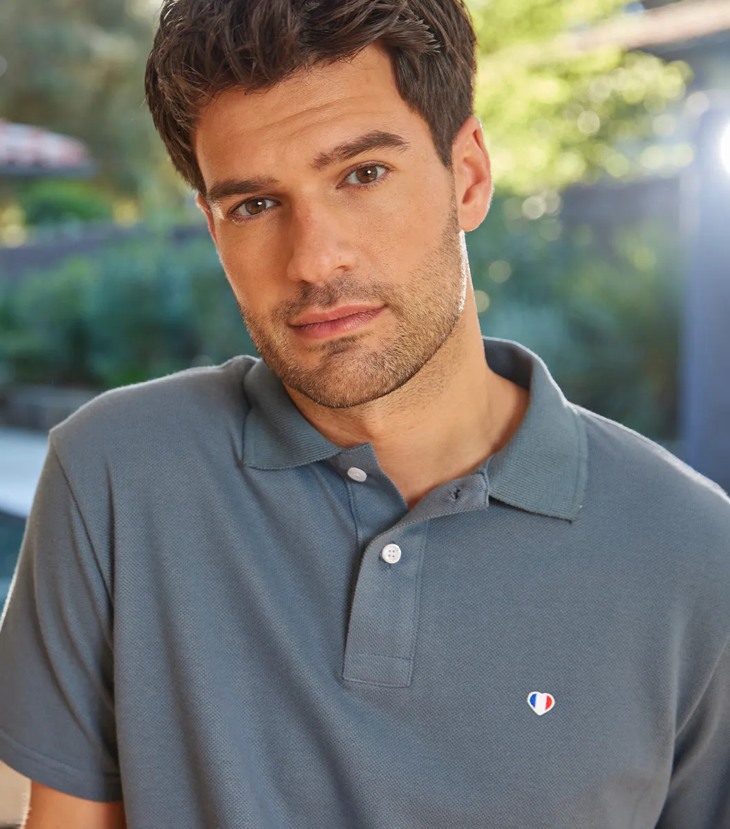Cocorico Iconique Azur polo homme azur 100% coton