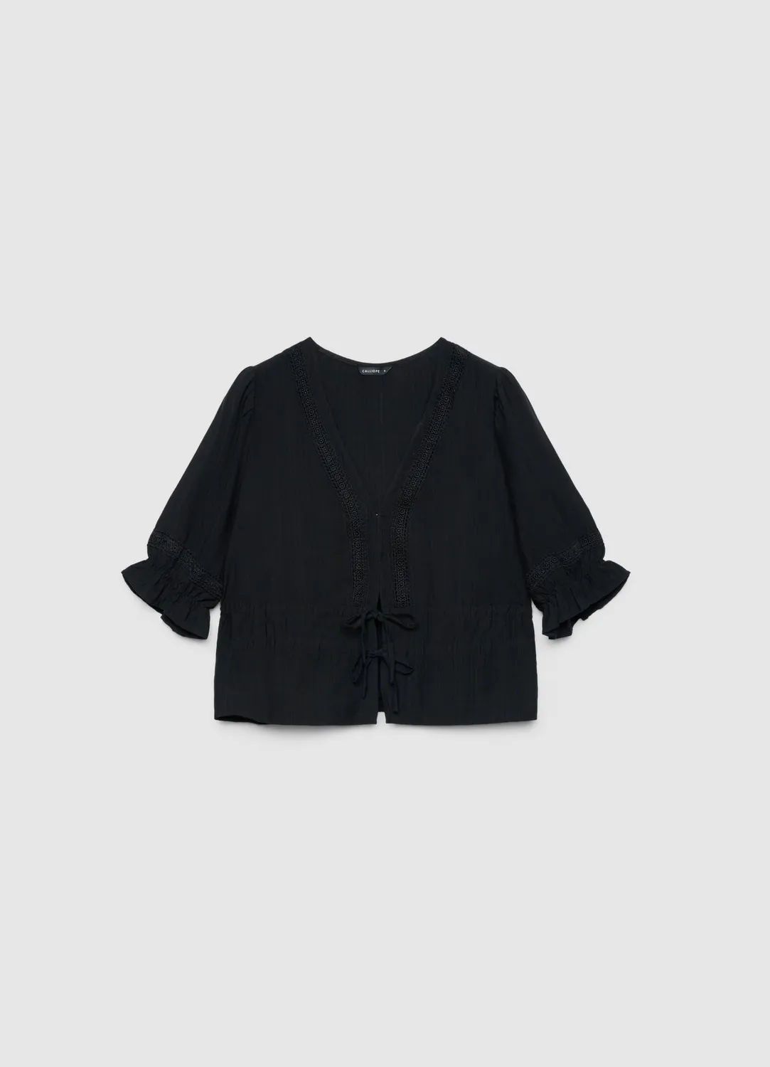Calliope blouse femme ajourée col V à lacets