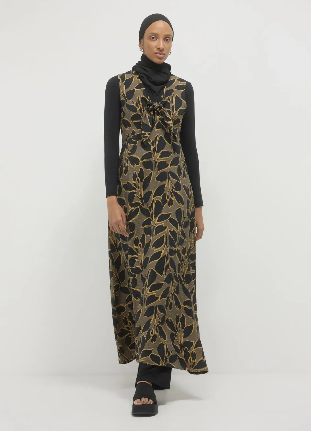 Calliope robe longue feuillage femme sans manches