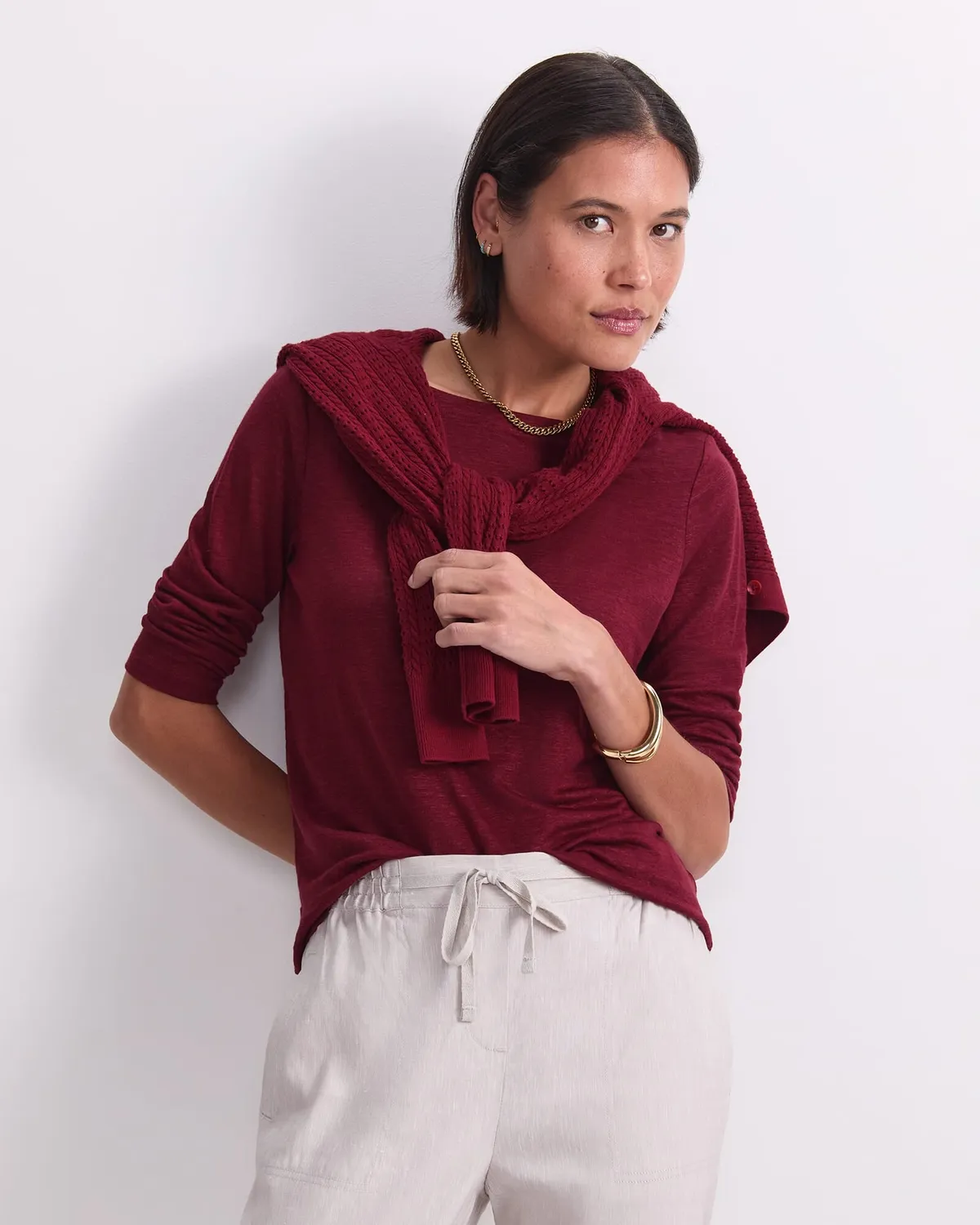 Sportscraft Cecile 119448 top femme lin rayé