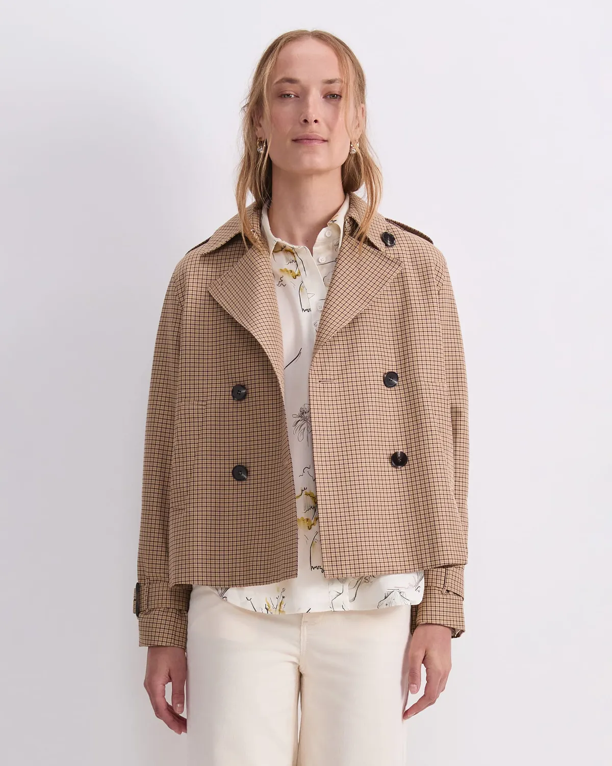 SportsCraft Audrey trench court à carreaux lin femme