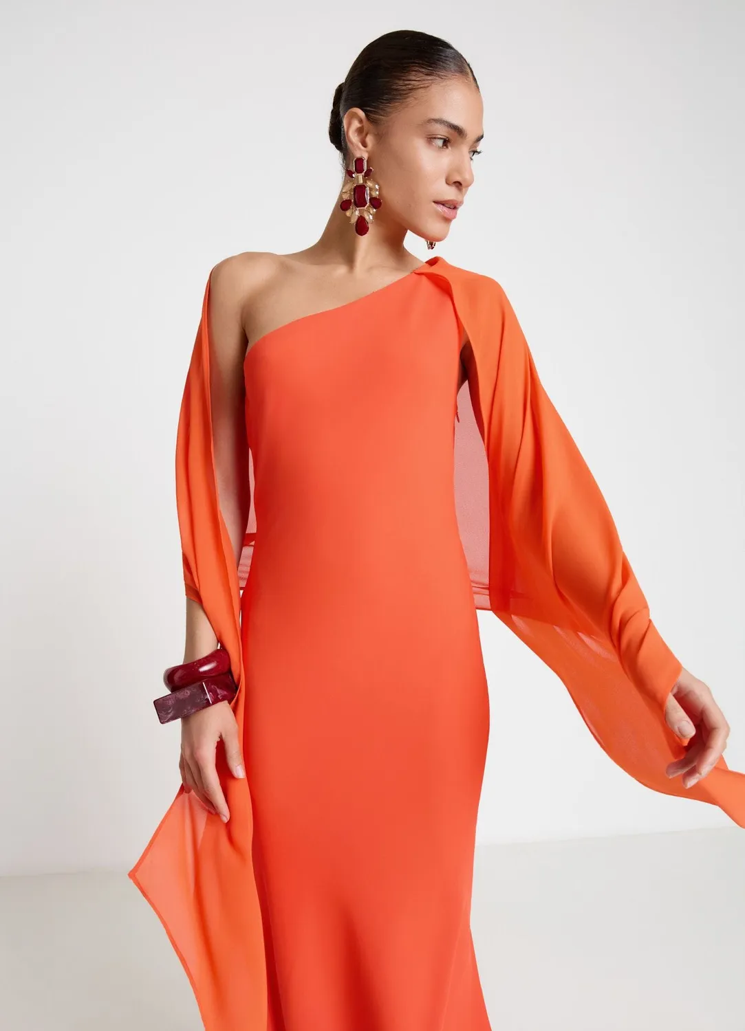 Calliope robe longue femme monospalla drapée