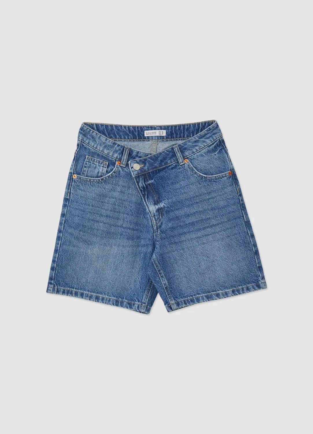 Calliope bermuda jean patte asymétrique femme taille haute