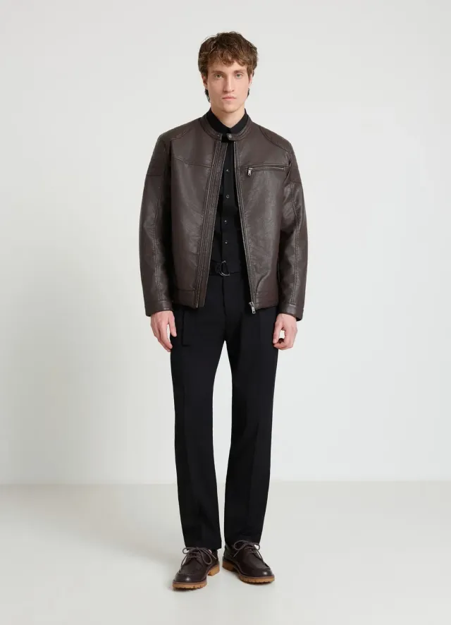 Calliope blouson biker homme simili cuir col coréen