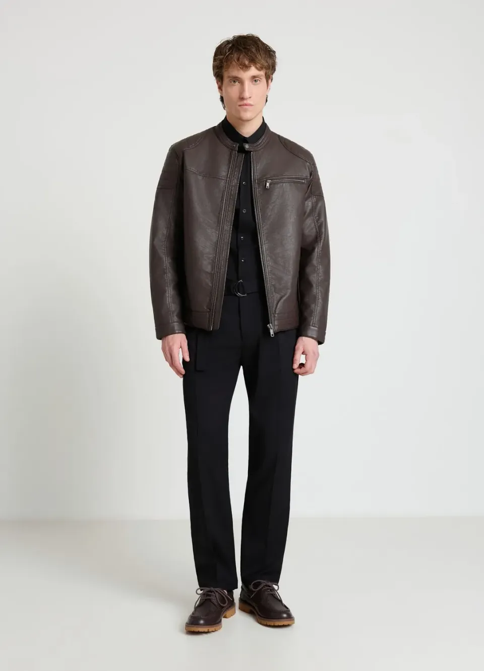 Calliope blouson biker homme simili cuir col coréen
