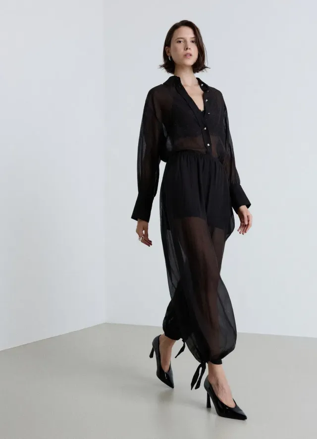 Calliope Harem pantalon femme uni taille élastique