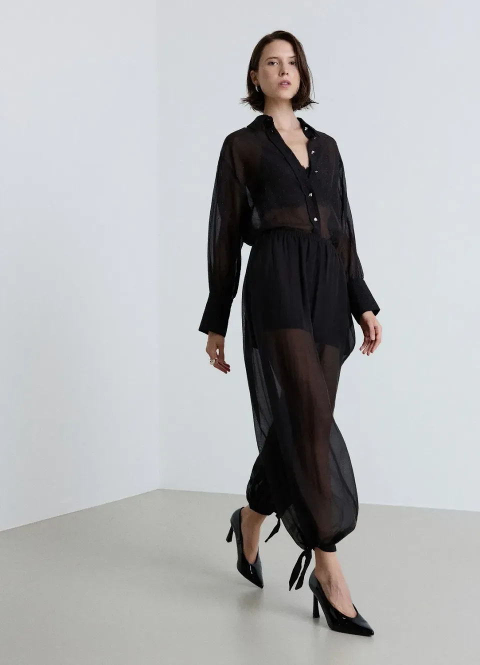 Calliope Harem pantalon femme uni taille élastique