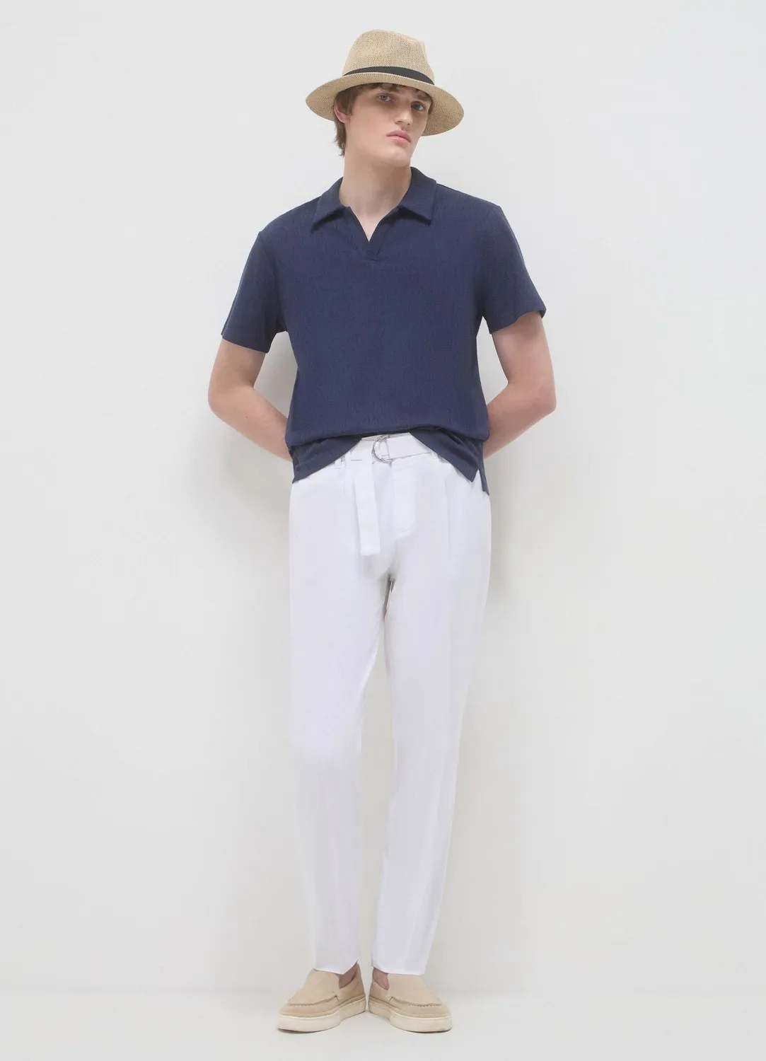 Calliope pantalon homme coton ceinture à nouer