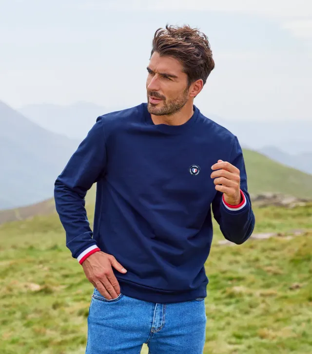 Cocorico Blason sweat homme marine coton peigné