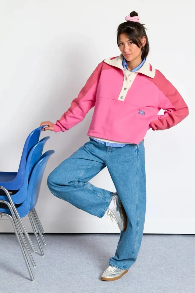 Perpète Justine sweat rose col rétro