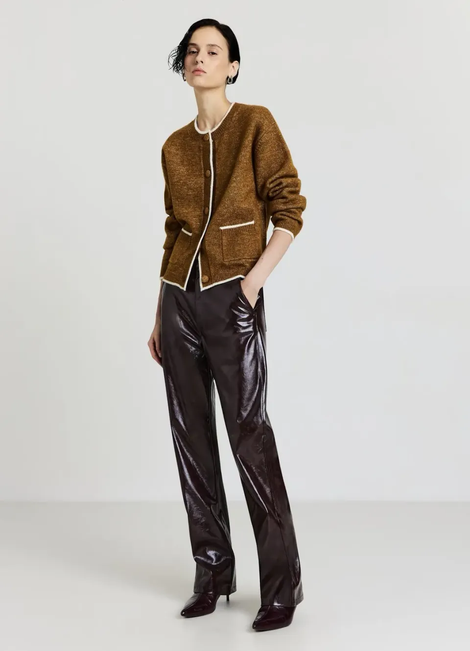 Calliope pantalon droit femme effet cuir