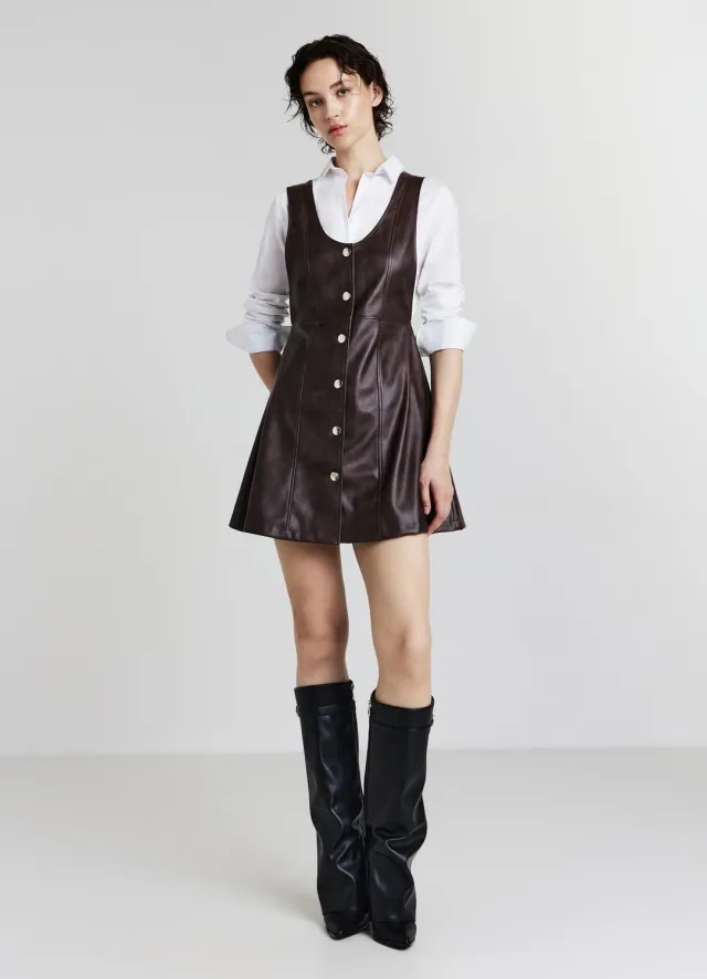 Calliope robe chasuble similpelle mini boutonnée