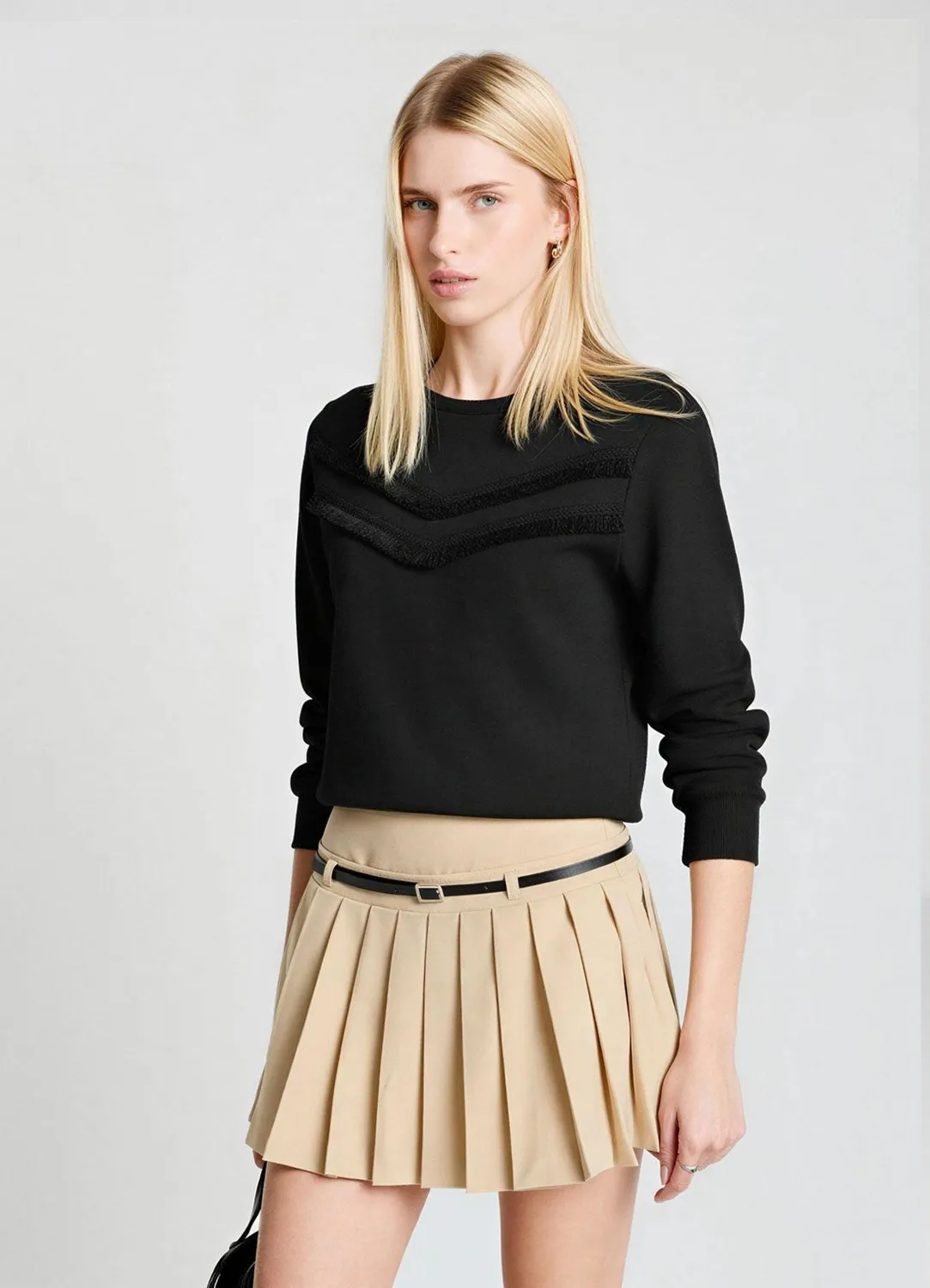 Calliope sweat femme col rond franges devant