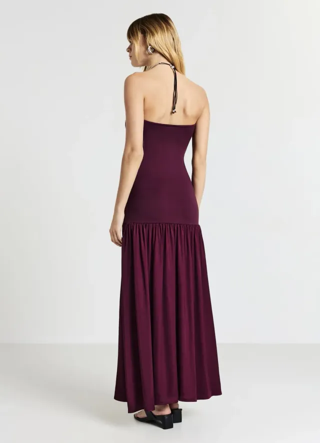 Calliope robe longue femme évasée bi-matière