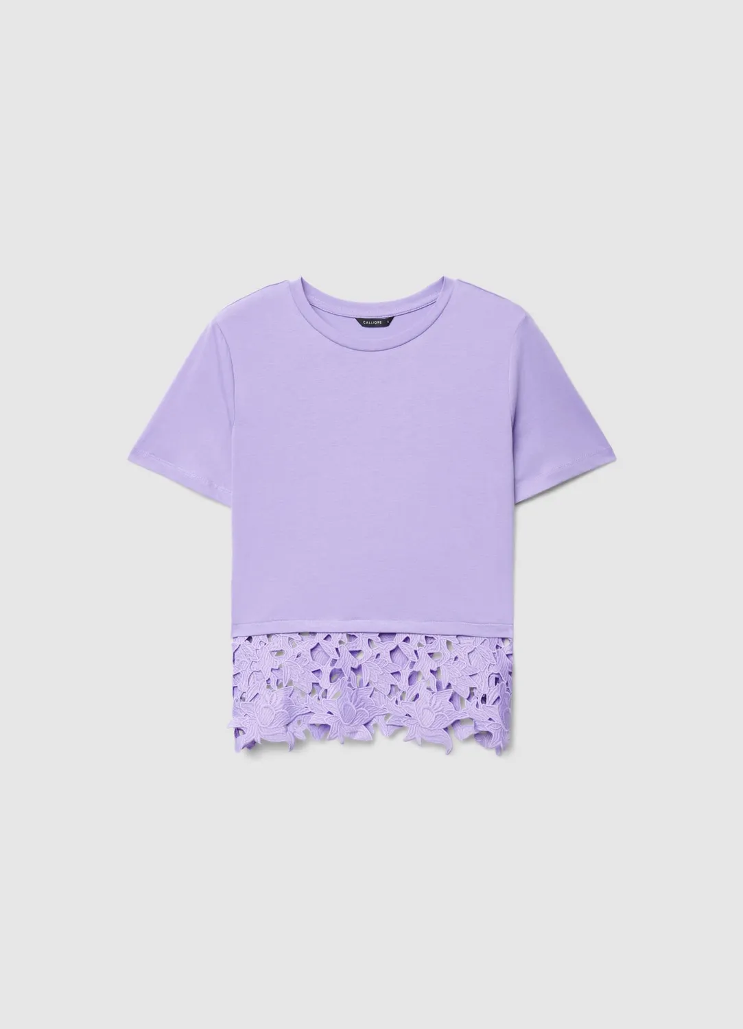 Calliope t-shirt femme col rond fond dentelle