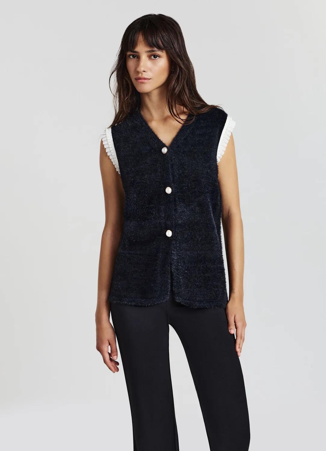 Calliope Top Sans Manches Passementerie Femme Col V