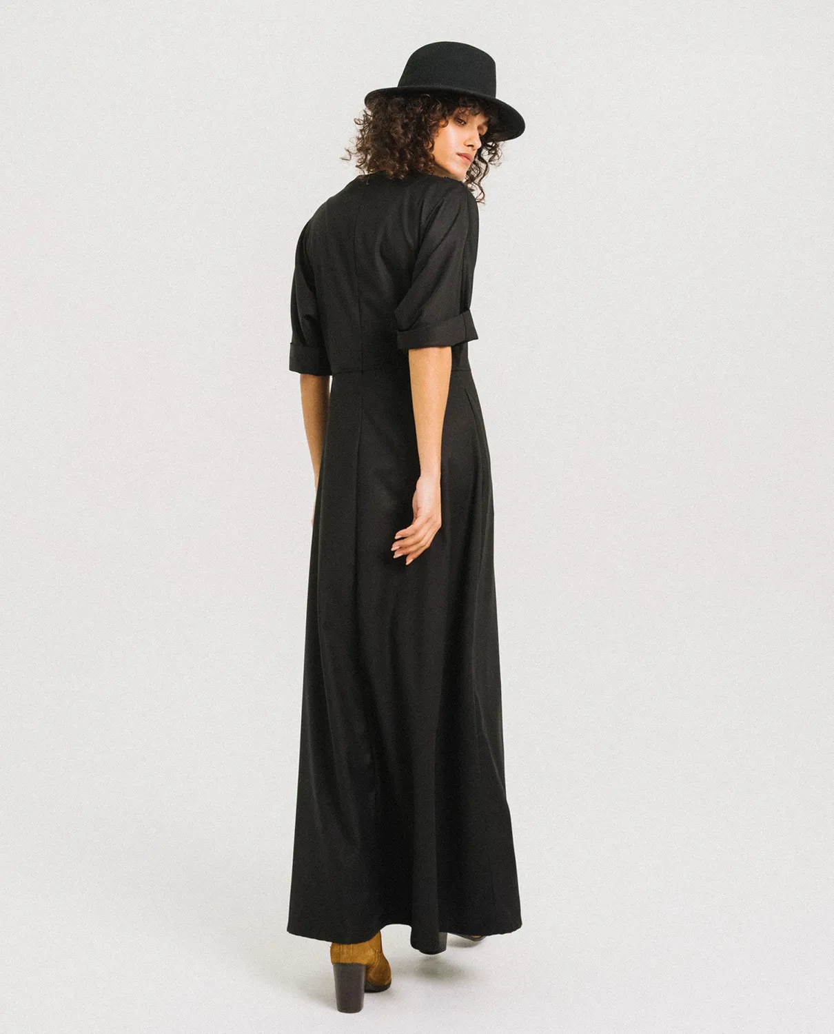 Tinsels Frany robe longue noire gabardine
