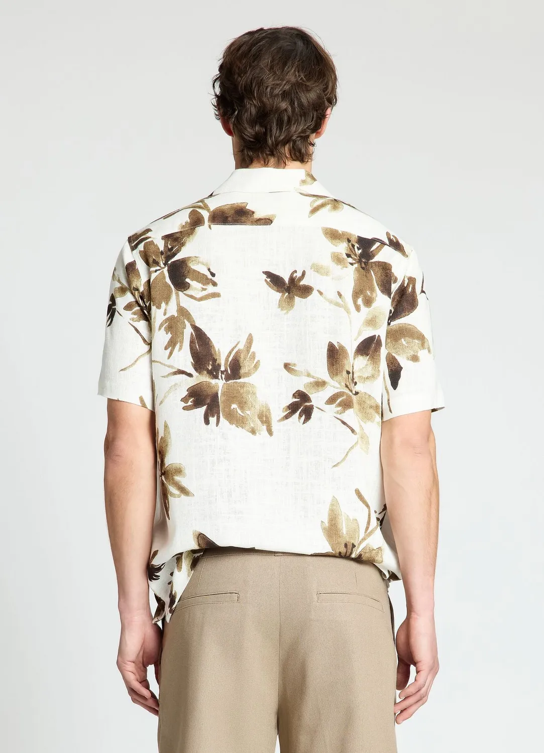 Calliope chemise fleurs lin homme manches courtes