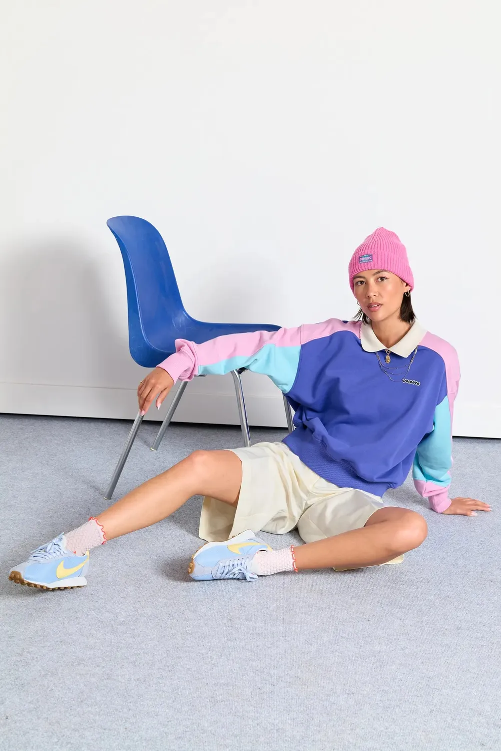 Perpète Mel sweat mauve col croquet
