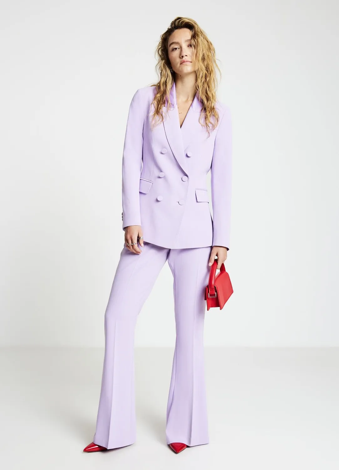 Calliope veste double boutonnage femme revers satin