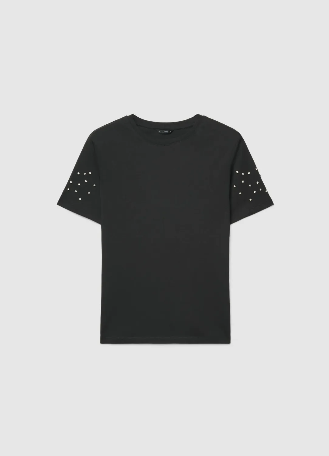 Calliope t-shirt femme strass manches courtes uni