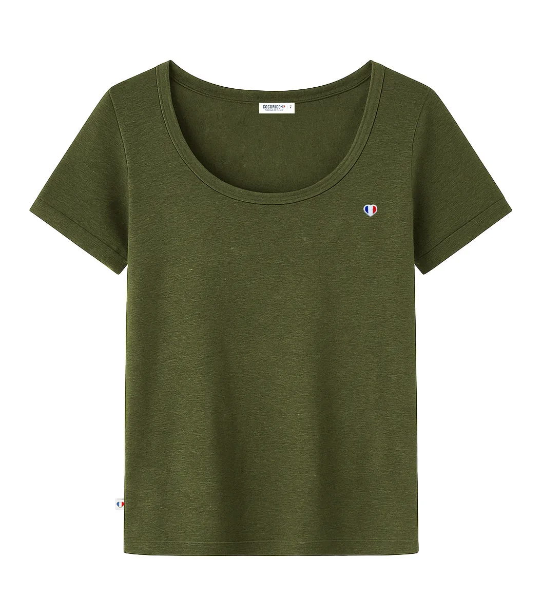 Cocorico Iconique t-shirt femme kaki lin