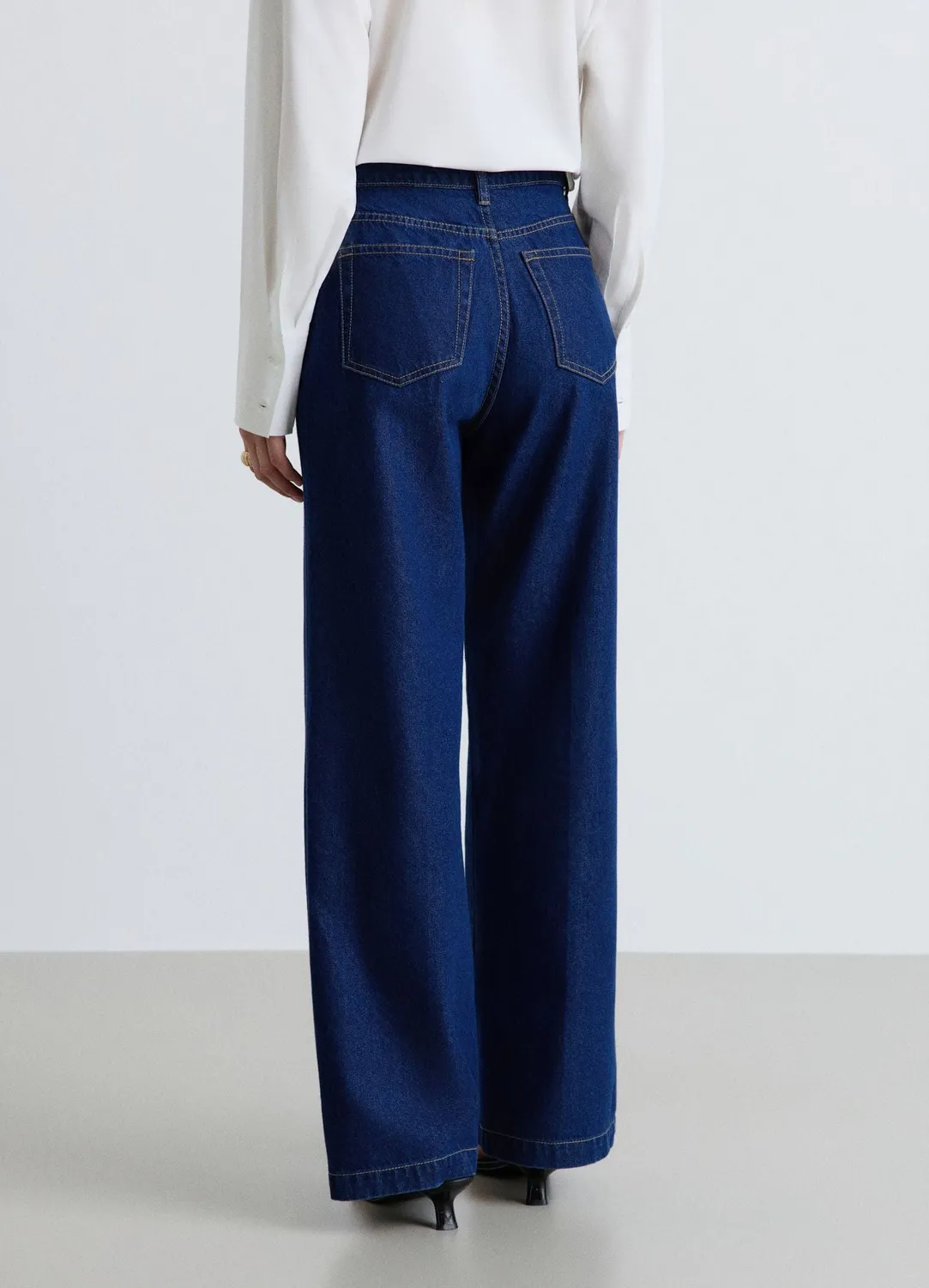 Calliope jean palazzo femme taille haute boutons cheville