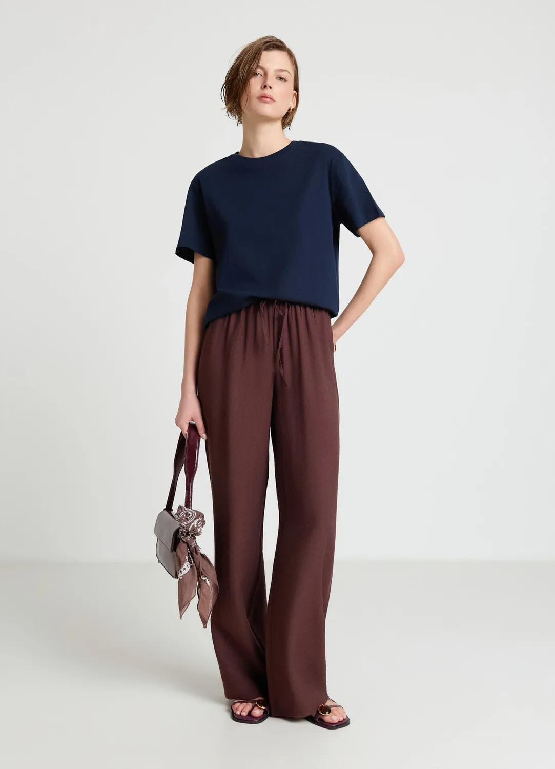 Calliope pantalon palazzo femme coulisse large