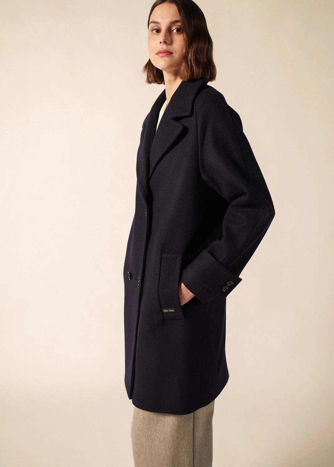 Saint James Ste Laura manteau navy drap laine