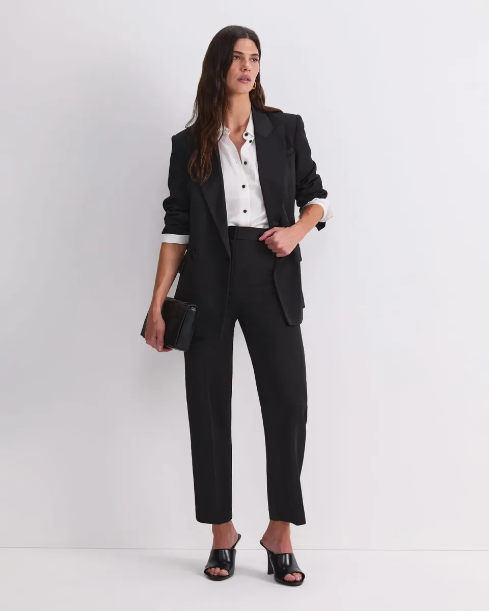 Sportscraft Angie pantalon tailleur femme crêpe galon satin