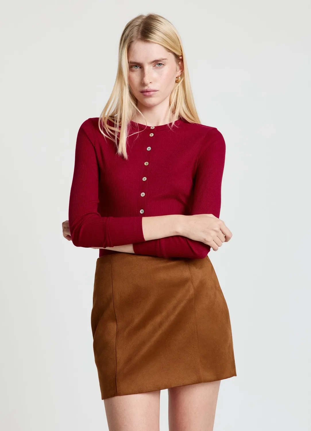 Calliope minijupe effet suède femme coupe droite