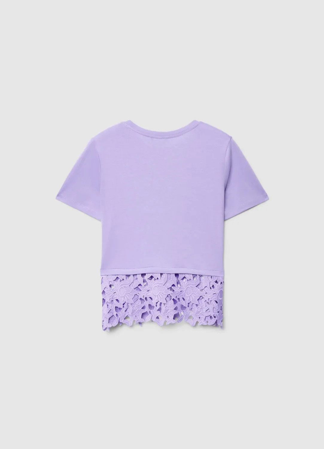 Calliope t-shirt femme col rond fond dentelle