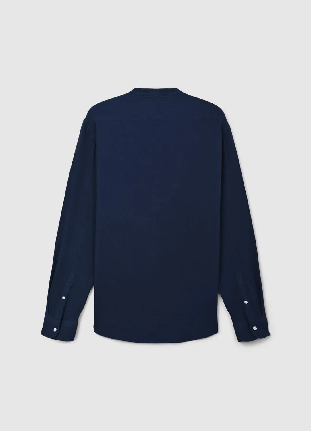 Calliope Chemise homme col coréen coton gaufré manches longues