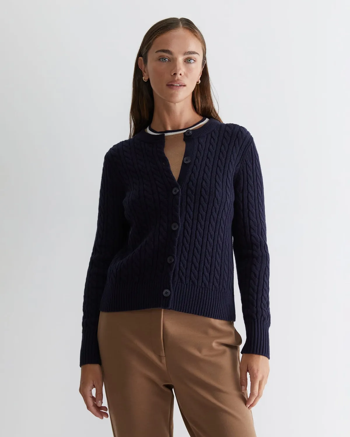 Sportscraft Cable Merino cardigan coton femme torsades