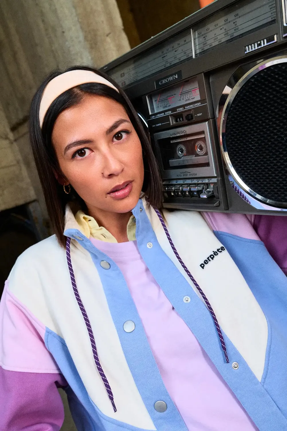 Perpète Laura veste bleue molleton bio